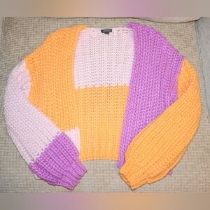 Wild Fable Colorblock Chunky Knit Cardigan-Orange, Purple, & Pink Acrylic. NWOT.
